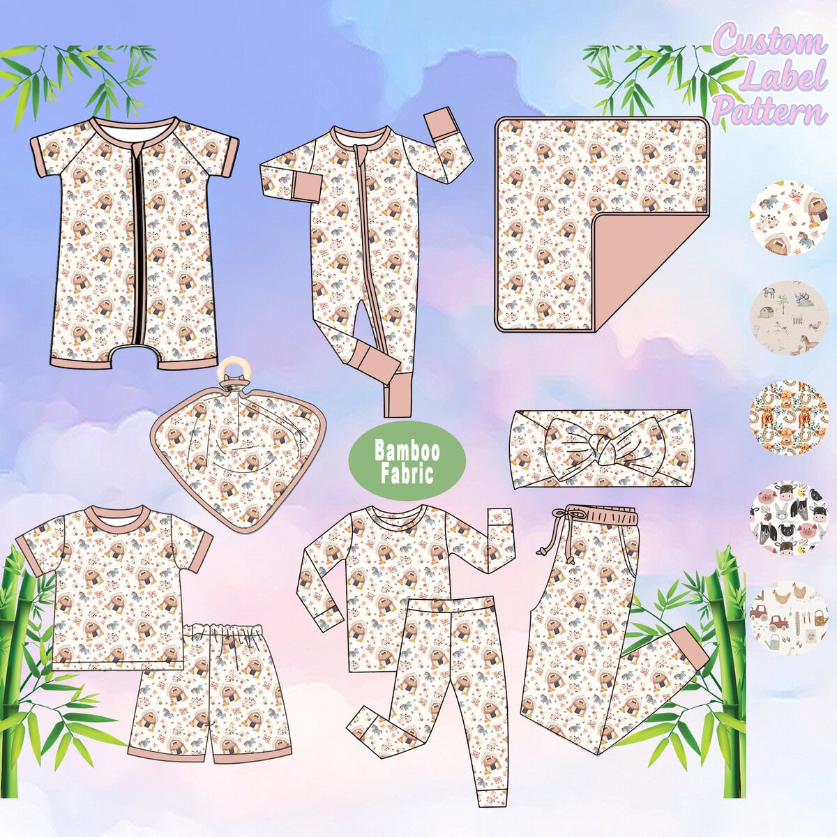 Eco-friendly bamboo onesie from OEM supplier, customizable with low MOQ for wholesale buyers seeking sustainable baby clothing solutions.