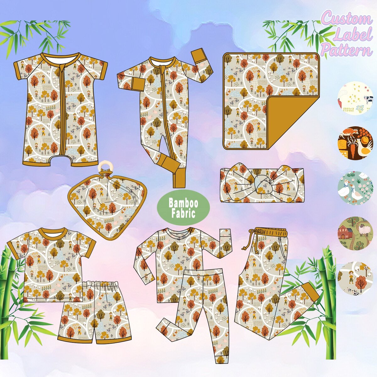 Wholesale sustainable bamboo sleepwear bib set, showcasing eco-friendly design for retailers seeking quality and comfort in children's apparel.